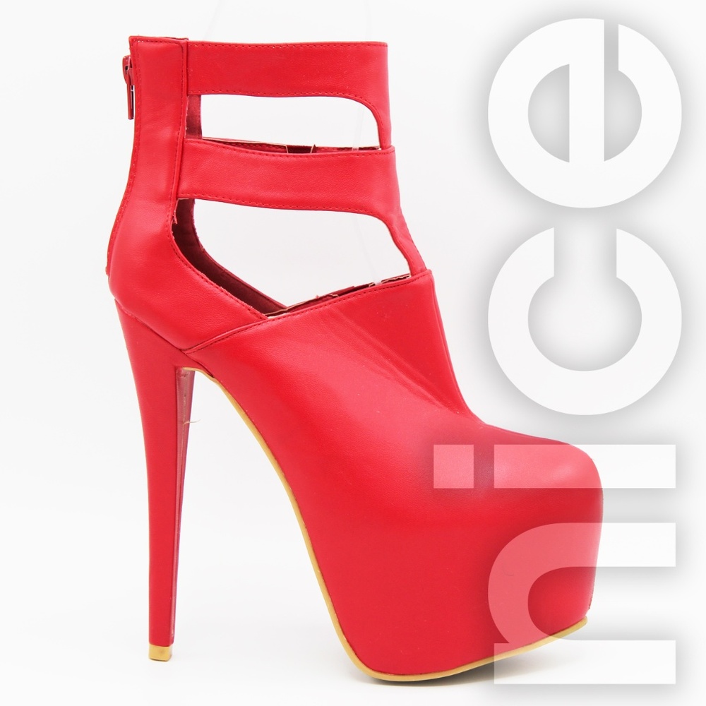 LOLLIPOP HIGH HEELS PLATFORM RED ANKLE BOOTIES